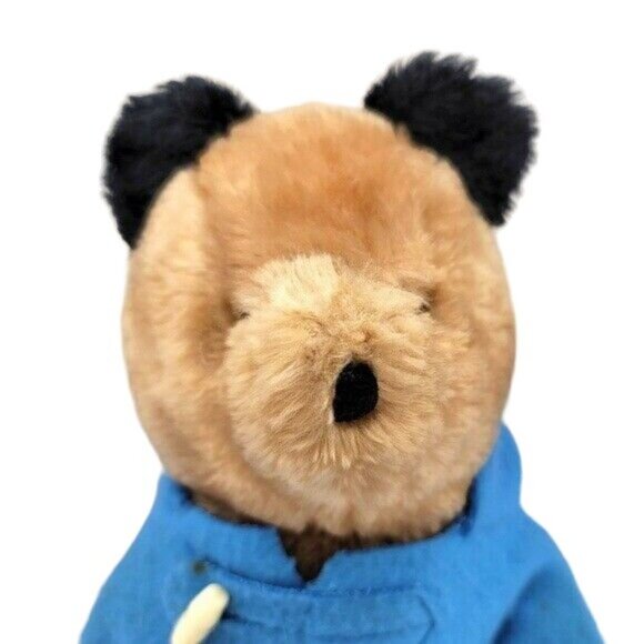 Eden Paddington Bear Plush Brown 16" Wool Coat 2-Button Blue Black Ears VTG 1981 - Picture 2 of 12